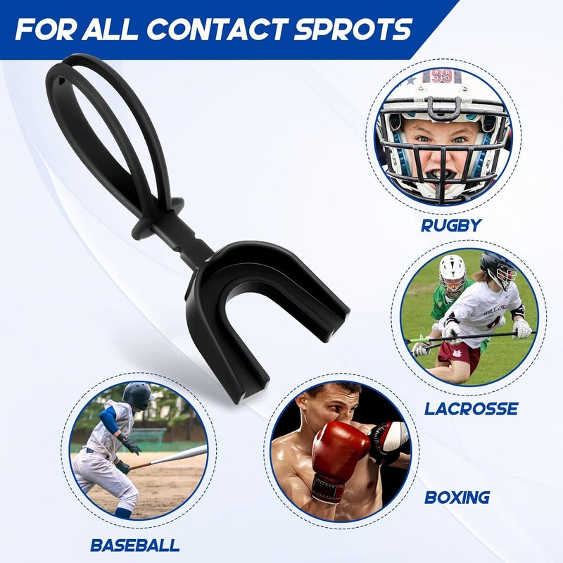 TOODOO 6 Pcs Strapped Mouth Guard Sports Mouthguard with Strap No Boil Football Boxing Mouthpiece Adult Youth Braces Soft Mouthguard for Lacrosse Basketball Hockey Wrestling - Image 4